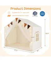Large Kids Playhouse Tent with Curtains and Windows for Indoor or Outdoor Fun