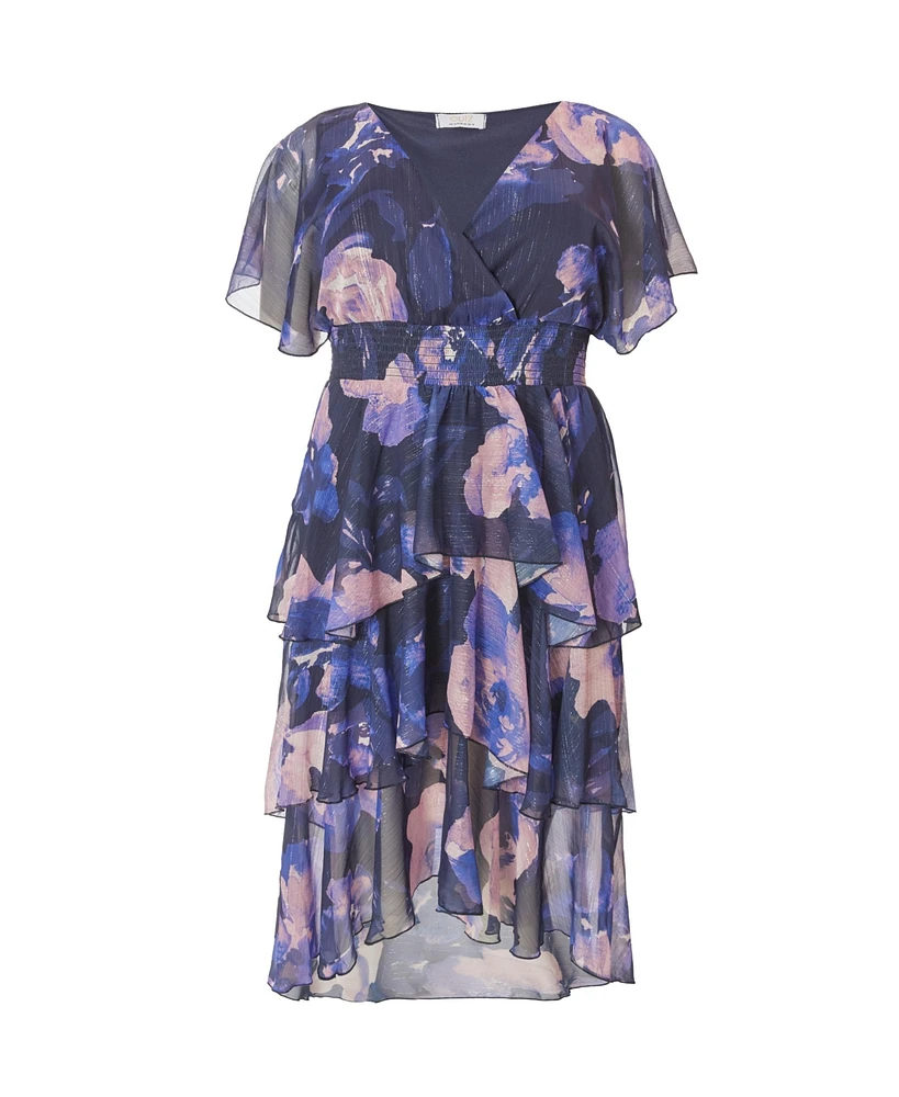Quiz Plus Size Front Wrap Midi Dip Hem Dress