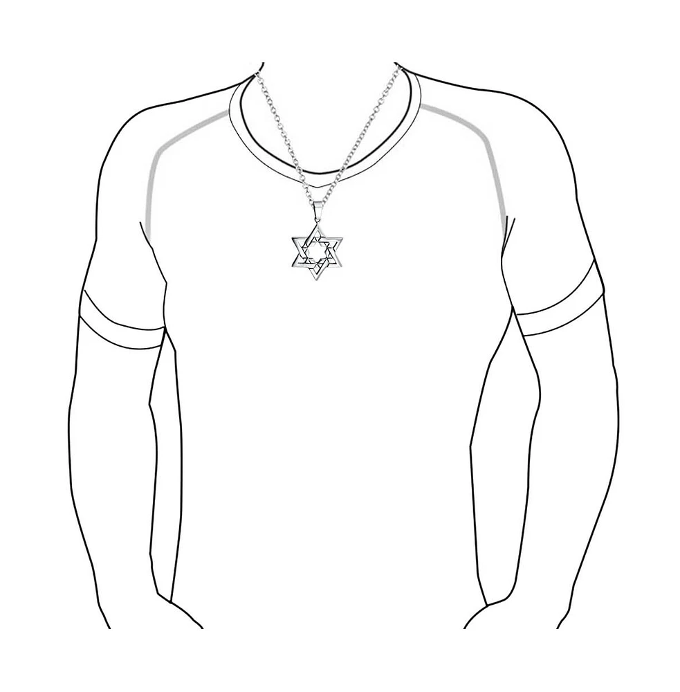 Bling Jewelry Unisex Star of David Pendant Necklace Bar Mitzvah Stainless Steel