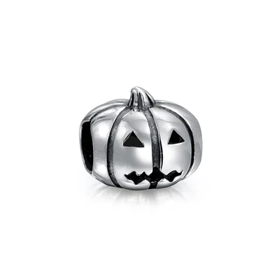 Bling Jewelry Spooky Halloween Pumpkin Charm Bead in Oxidized Sterling Silver Bracelets