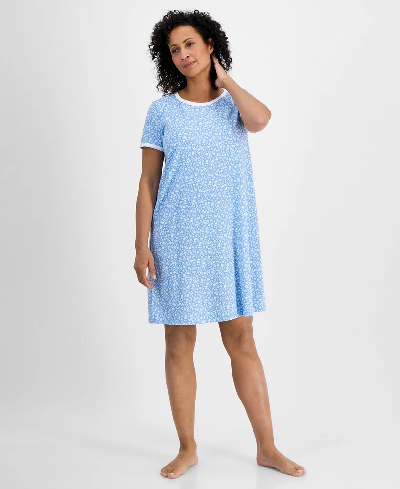 Charter Club Women's Printed Short-Sleeve Sleepshirt, Exclusively at Macy's