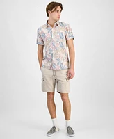 Sun + Stone Men's Dan Regular-Fit Leaf-Print Linen Blend Button-Down Shirt, Exclusively at Macy's