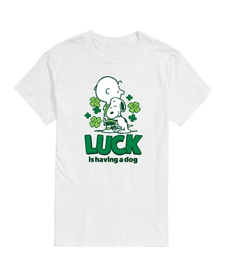 Airwaves Men's Peanuts Luck Is Having a Dog Short Sleeve T-Shirt