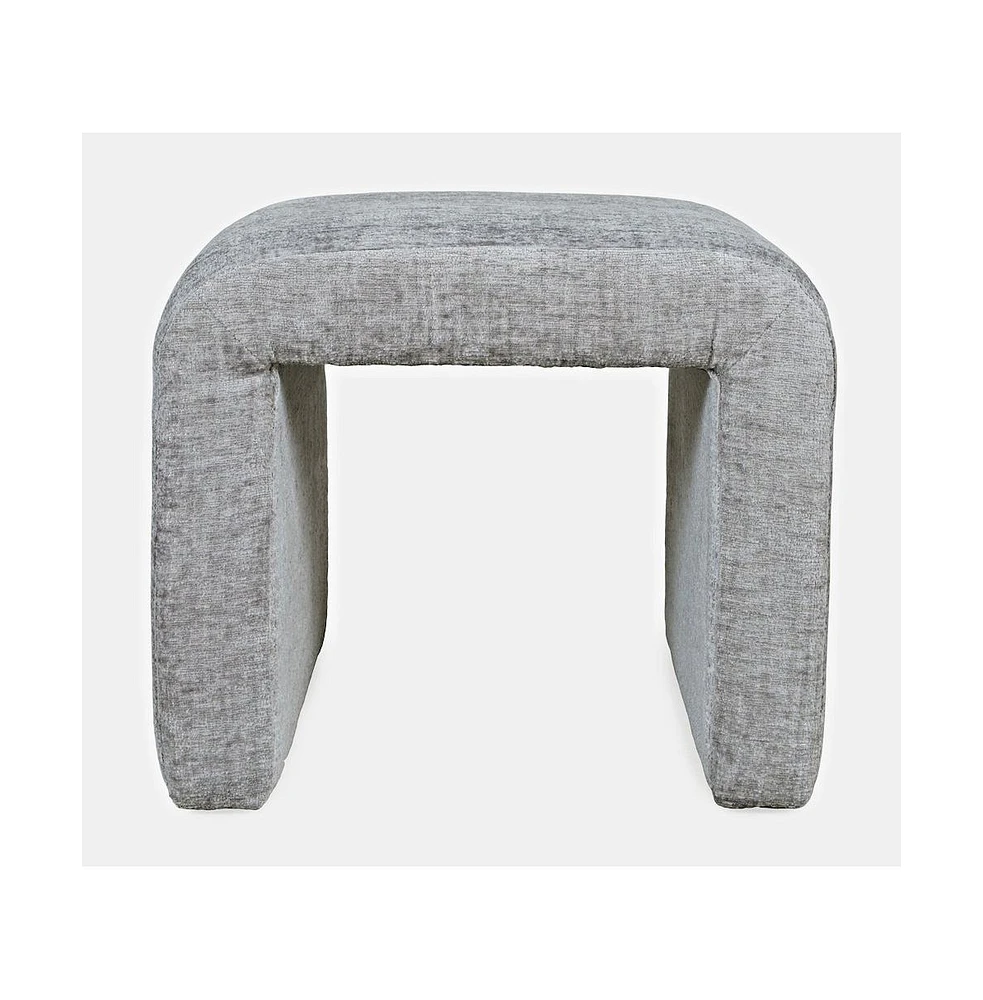 Luxury Curved Upholstered Waterfall Jacquard Petite Ottoman Bench
