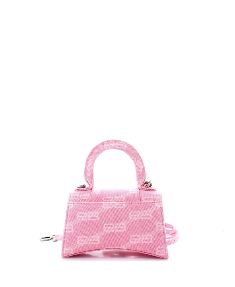 Pre-Owned Balenciaga Xs Hourglass Top Handle Bag Bb Monogram Denim