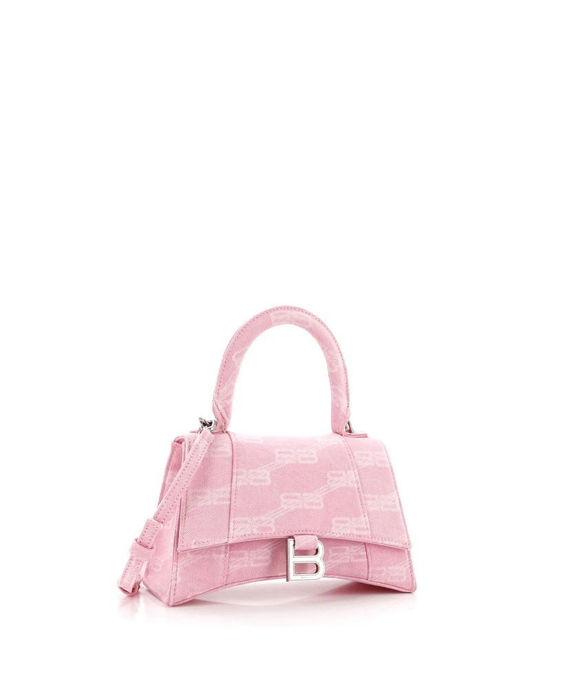 Pre-Owned Balenciaga Small Hourglass Top Handle Bag Bb Monogram Denim