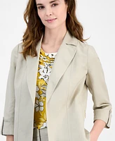 Kasper Women's Open-Front Linen Blend 3/4-Sleeve Jacket, Regular & Petite