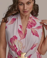 Donna Karan New York Plus Size Floral-Print Belted Midi Dress