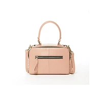Susu Woven Leather Crossbody Bag Pink Purse Women's Handbag with Top Handle and Adjustable Strap