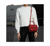 Susu Red Leather Backpack Purse for Women Convertible Crossbody Bag Pebble Texture Handbag