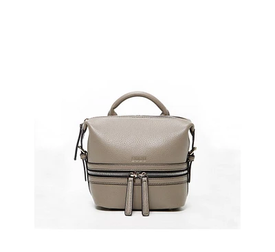 Susu Gray Leather Backpack Purse for Women Convertible Crossbody Bag Medium Size with Front and Back Pockets