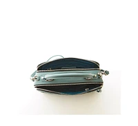 Susu Woven Leather Crossbody Bag Blue Purse Women's Handbag with Top Handle and Adjustable Strap