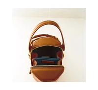 Susu Chocolate Brown Leather Bucket Bag Small Crossbody Purse Women's Handbag