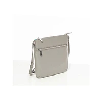 Susu Gray Leather Messenger Bag Women s Slim Crossbody Purse with Zipper Closure and Front Pocket