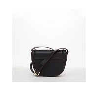 Susu Black Leather Saddle Bag Women s Crossbody Purse with Flap Closure and Adjustable Strap