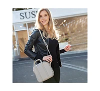 Susu Grayish Beige Leather Crossbody Bag – Medium Size Women s Handbag with Top Handle and Adjustable Strap