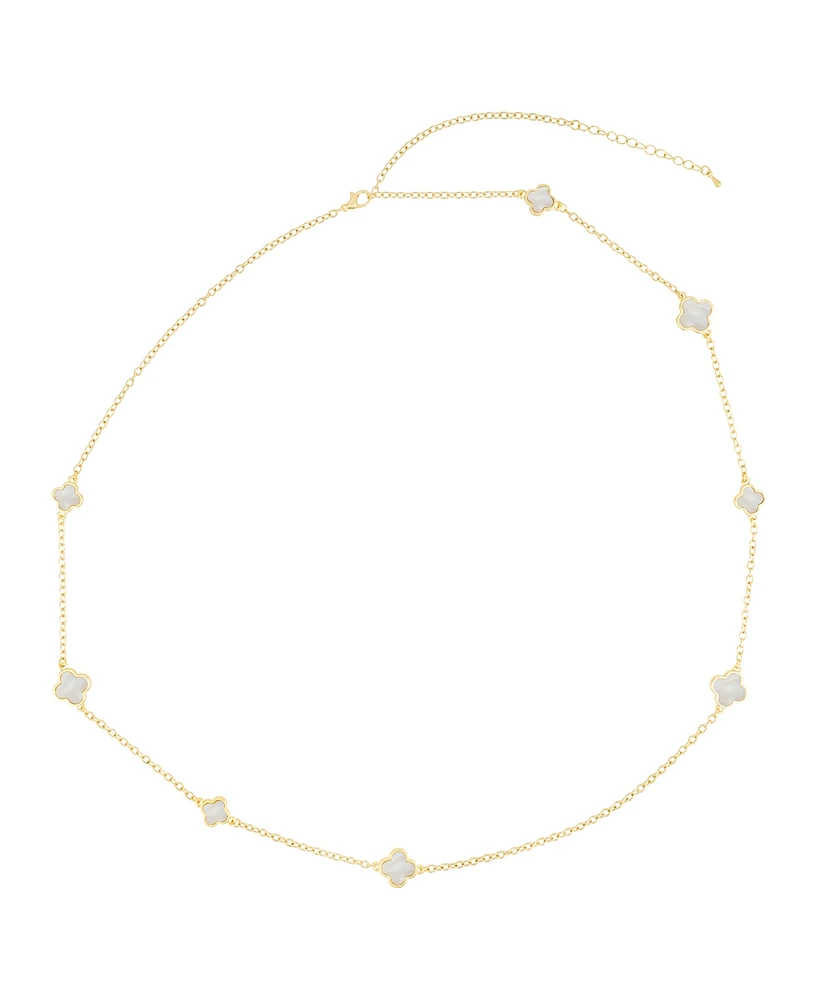Adornia Gold Mother of Pearl Flower 36" Station Necklace