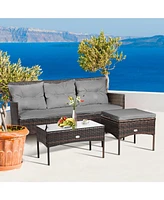 Slickblue Modular 3-Piece Patio Sectional Sofa Set with Thick Cushions – Ideal for Backyard or Porch Lounging
