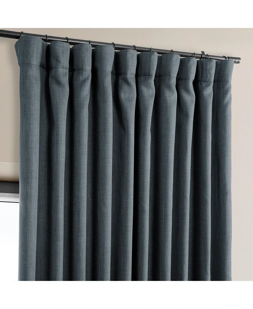 Half Price Drapes Reverie Blue Extra Wide Textured Faux Linen Room Darkening Curtain