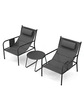 3-Piece Outdoor Bistro Set Patio Chairs and Coffee Table for Balcony, Garden, or Deck