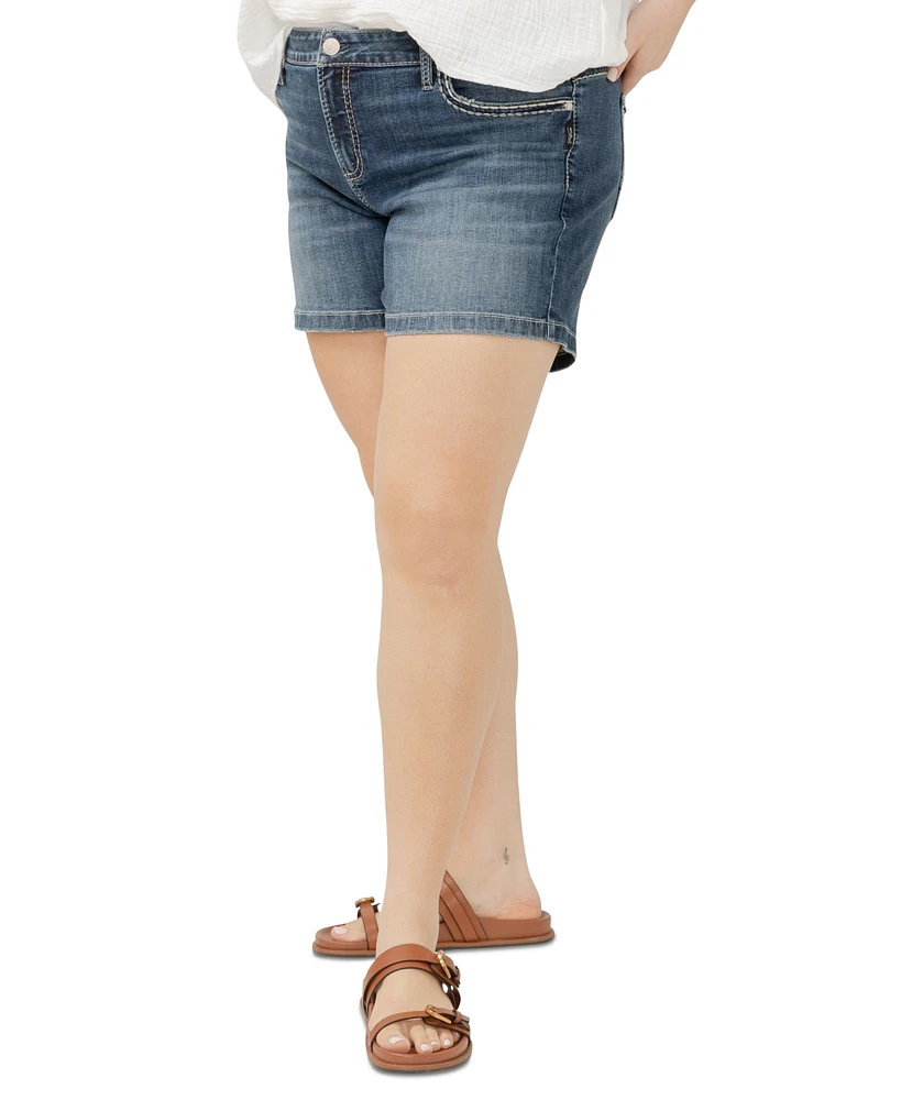 Silver Jeans Co. Plus Elyse Mid-Rise Comfort-Fit Denim Shorts
