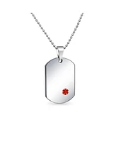 Bling Jewelry Medical Id Dog Tag Steel Pendant Necklace 20" Chain