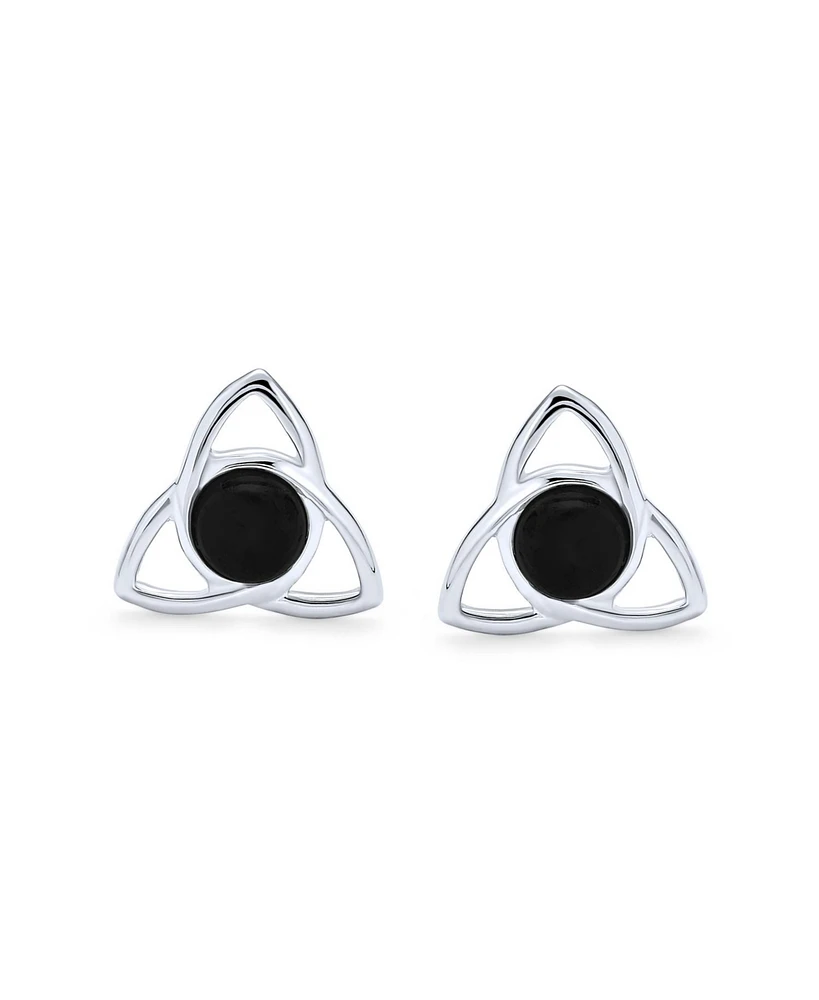 Bling Jewelry Natural Onyx Amber Stone Trinity Love Knot Triquetra Celtic Pendant Stud Earrings .925 Sterling Silver