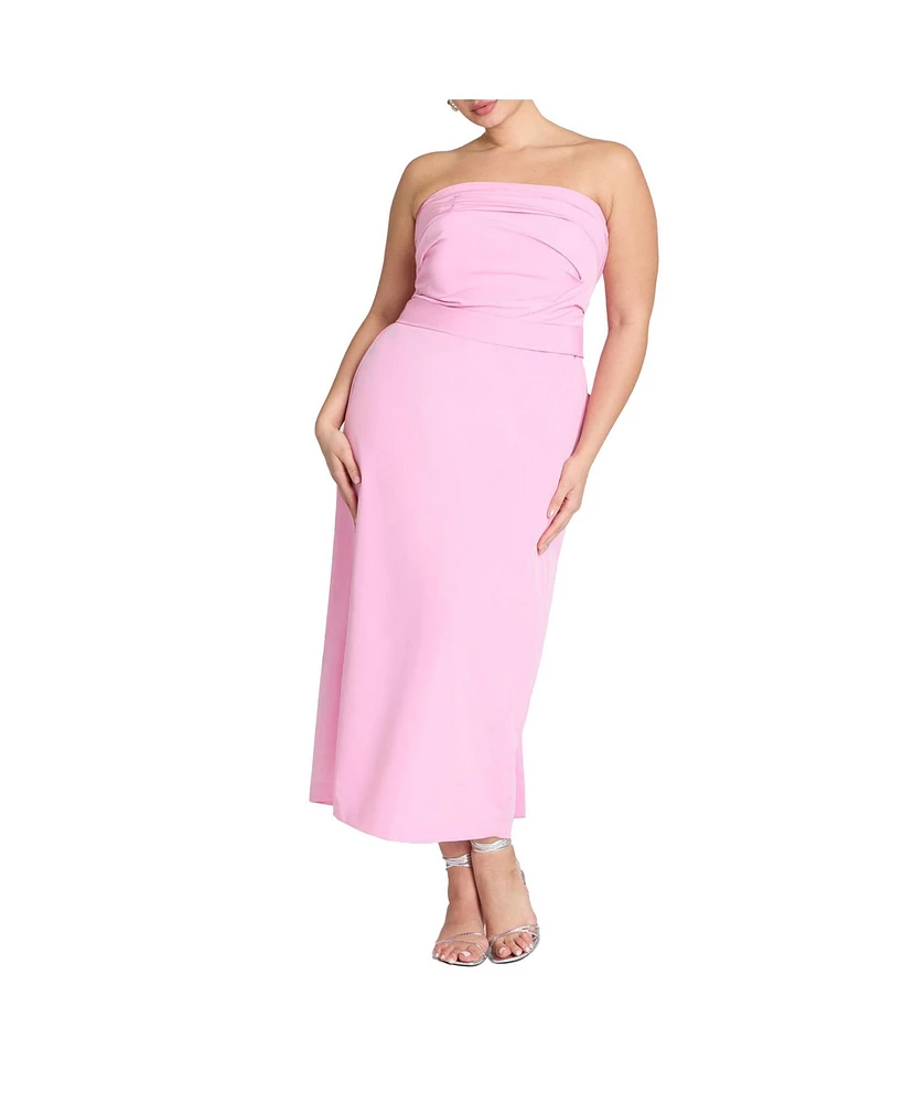Eloquii Women's Pleated Bodice Bow Detail Dress