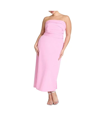 Eloquii Women's Pleated Bodice Bow Detail Dress