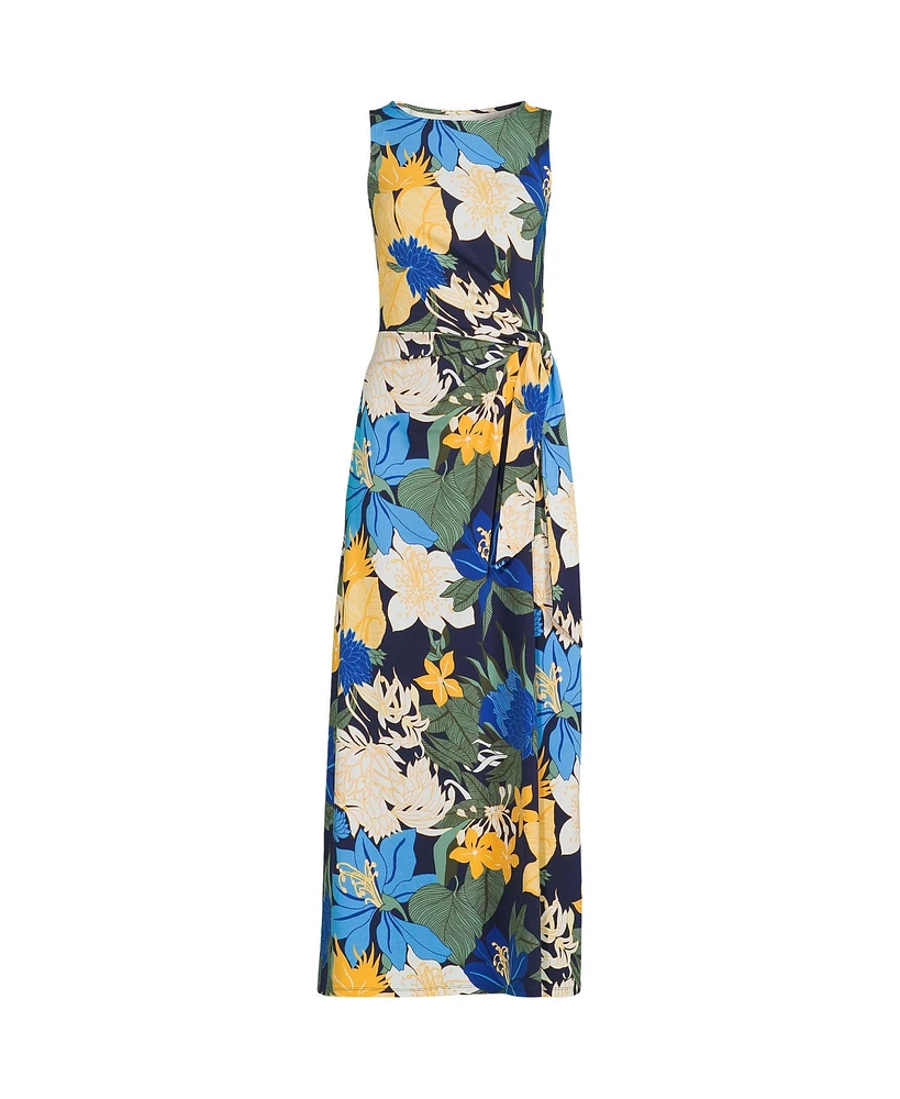 Lands' End Women's Cotton Modal Sleeveless Tie Waist Maxi Dress