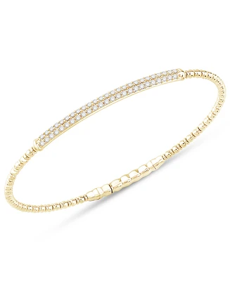 Diamond Double Row Pave Flexible Bangle Bracelet (1/2 ct. t.w.) in 10k Gold
