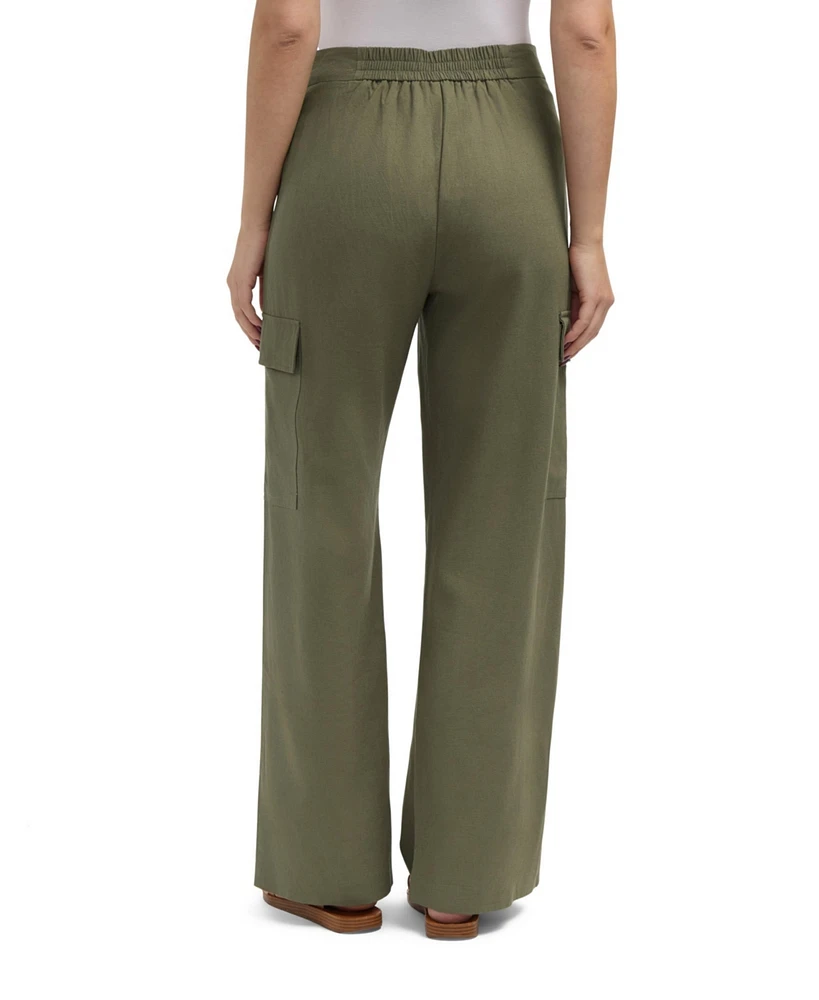 Ellen Tracy Women's Button Front Cargo Pocket Pant