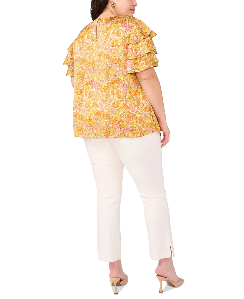 Vince Camuto Plus Tiered Ruffle-Sleeve Blouse