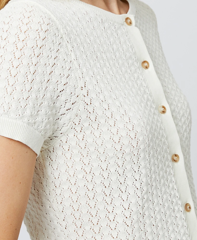 French Connection Women's Pointelle Button-Front Cardigan
