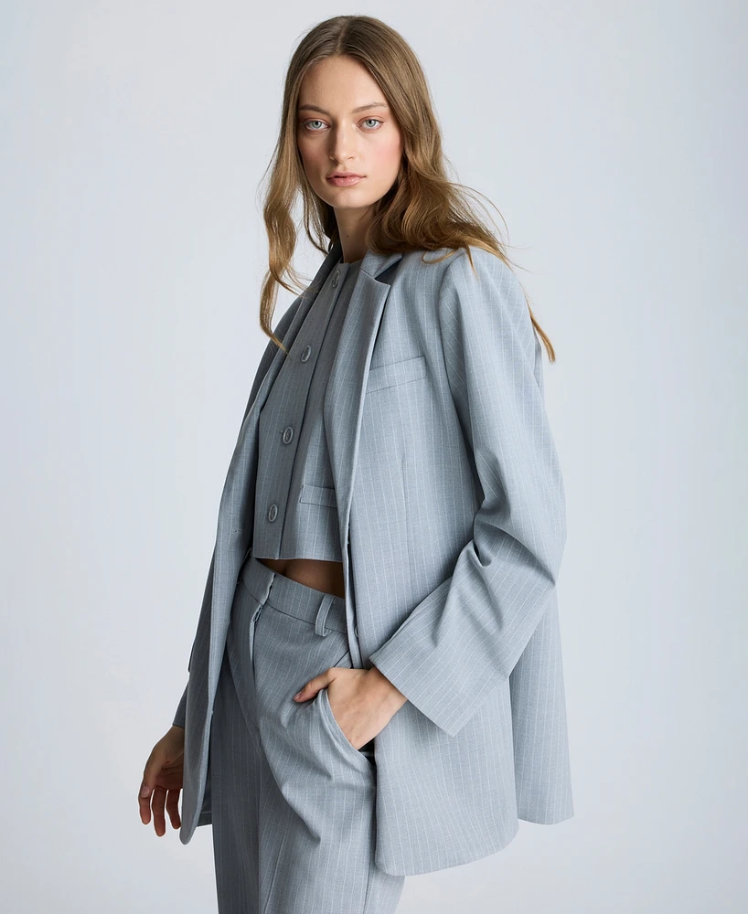 Kenneth Cole Women's Pinstripe Two-Button Notch-Collar Jacket