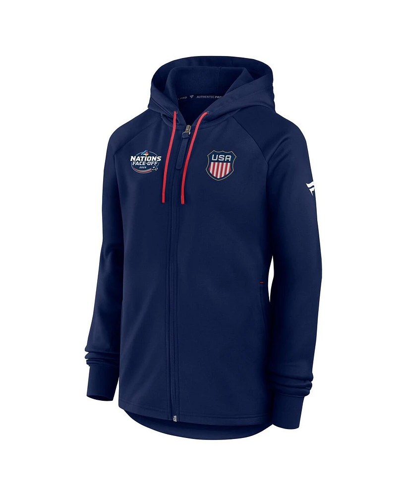 Fanatics Women's Athletic Navy Usa 2025 4 Nations Face-Off Authentic Pro Fleece Full-Zip Jacket