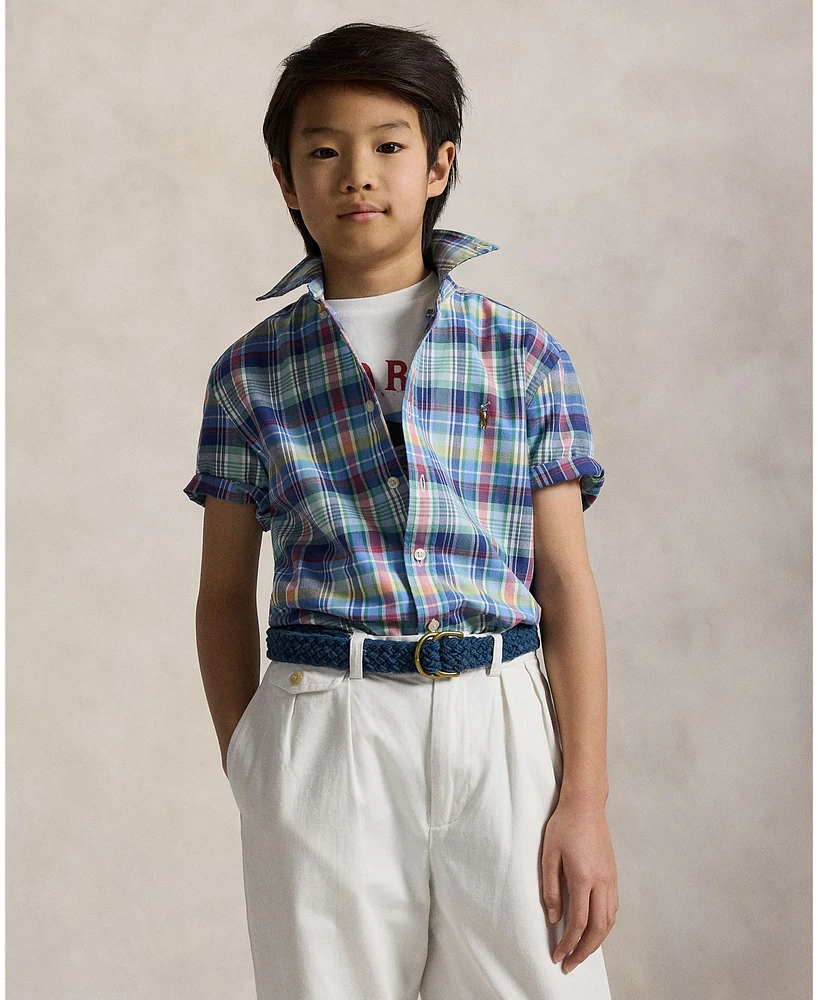 Polo Ralph Lauren Big Boys Plaid Oxford Short-Sleeve Shirt