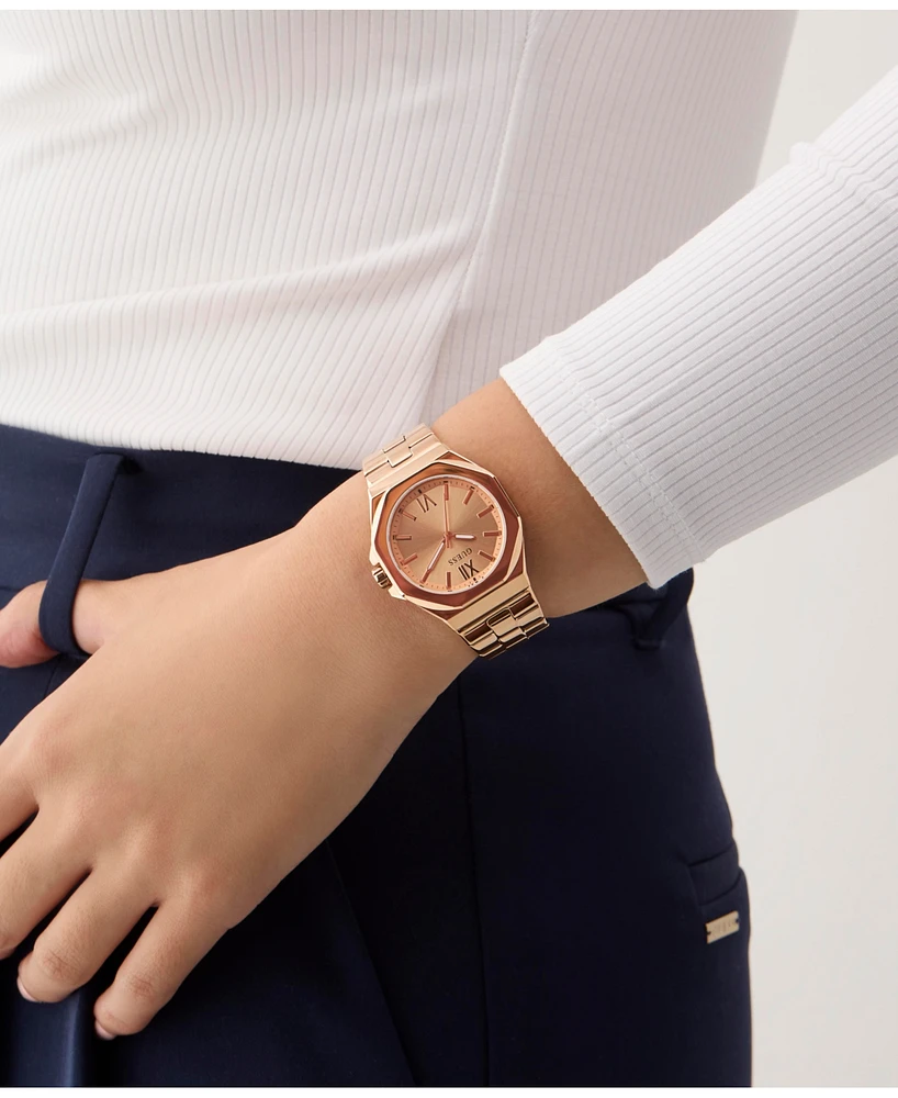 Guess Women's Analog Rose Gold-Tone Stainless Steel Watch, 34mm