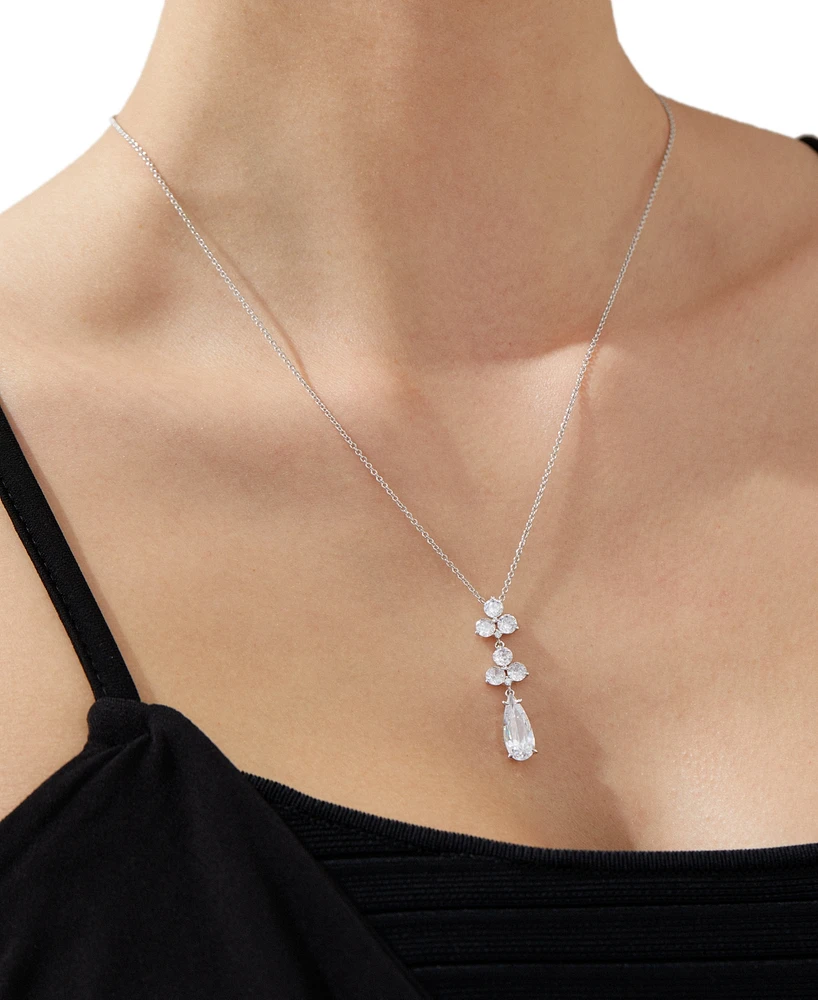 Eliot Danori Silver-Tone Mixed Stone Lariat Necklace, 16" + 2" extender, Exclusively at Macy's