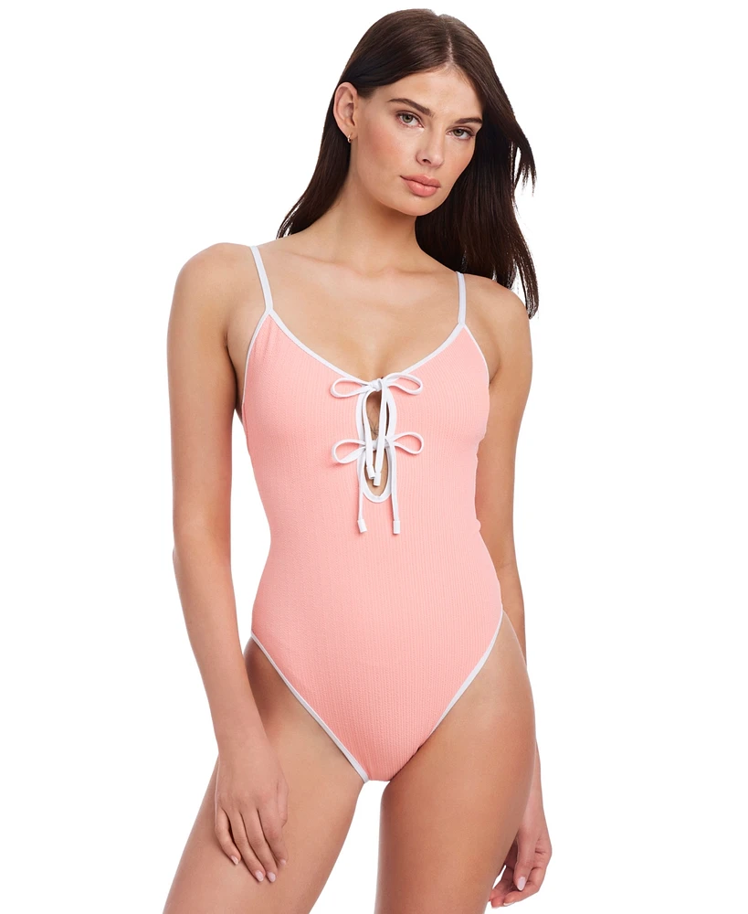 Sanctuary Women's Key Item Stay Connected Tie-Front Swimsuit