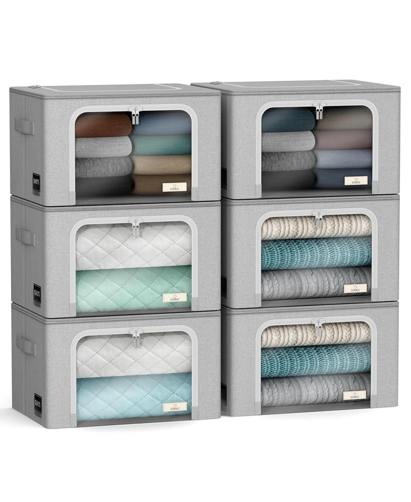 Sorbus Pack Foldable Storage Box - Metal Frame, Oxford Fabric, Large Window & Handles - Organization for Bedroom