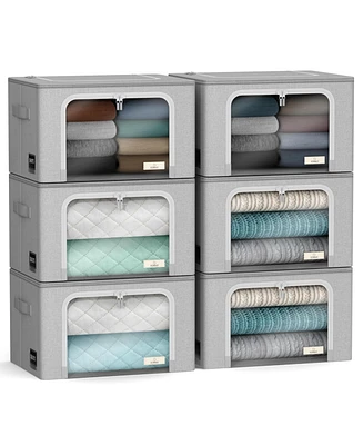 Sorbus Pack Foldable Storage Box - Metal Frame, Oxford Fabric, Large Window & Handles - Organization for Bedroom
