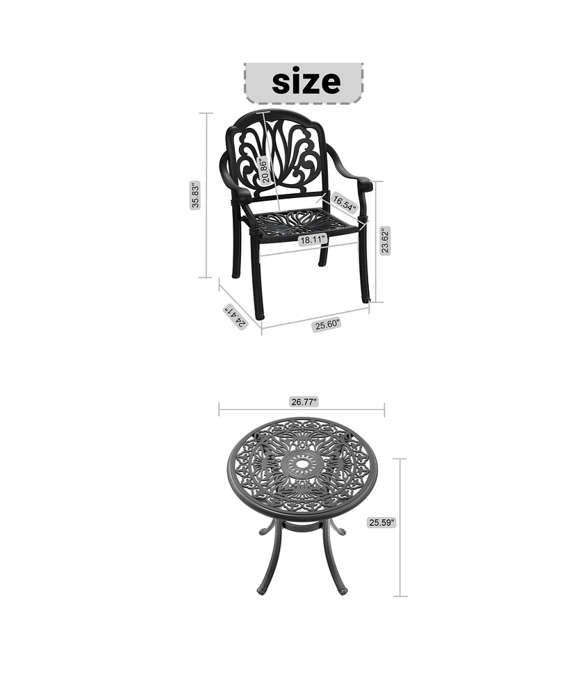 5-Piece Set Of Cast Aluminum Patio Furniture With Black Frame and Seat Cushions In Random Colors