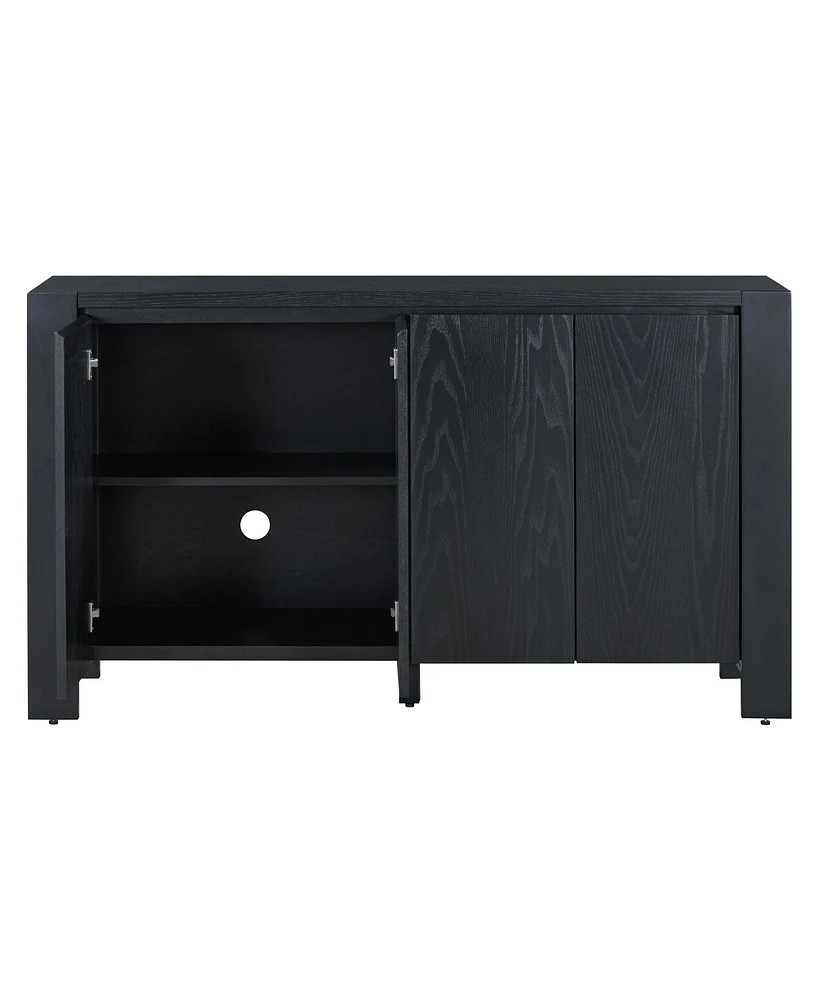Retro 4-door Sideboard with Distressed Finish and Adjustable Shelves for Dining Room, Kitchen, and Living Room (Black)