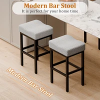 Dyhome Counter Height Bar Stools Set of 2, 27 Inches Modern Kitchen Bar Stools, Metal Legs Backless Saddle Stool Chair for Kitchen Island, Dining Room