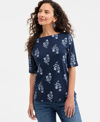 Style & Co Petite Printed Elbow-Sleeve T-Shirt, Exclusively at Macy's