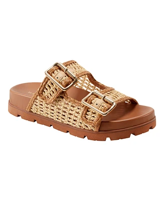 Marc Fisher Ltd Women's Mylan Woven Buckle Straps Flat Sandals