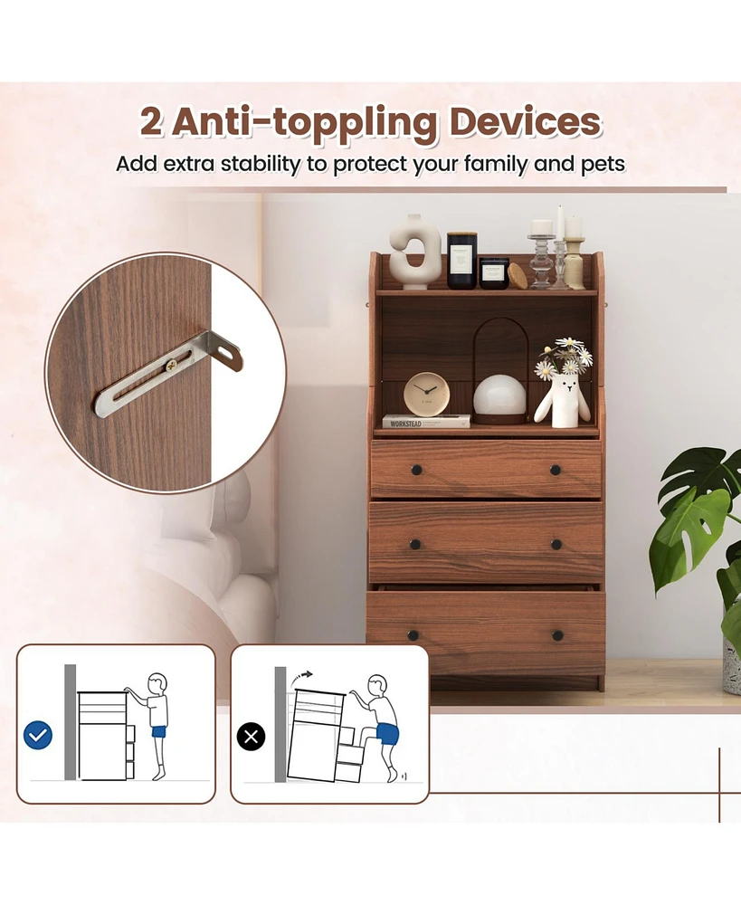 Modern Storage Dresser with Anti-toppling Device