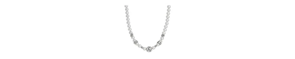 2028 Gray Faux Cultivated Pearl Glass Accent Strand Necklace