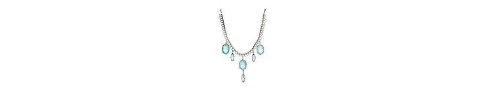 2028 Aqua Crystal Statement Drop Necklace